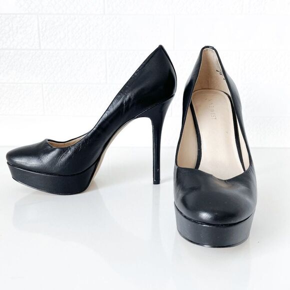 Nine West Womens Heels Leather Slip-On Stiletto Platform Pumps Black Size 8 - Picture 6 of 11